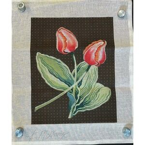 K. Molineux Needlepoint Canvas Arrangement of Tulips Hand Painted 13" x 10"